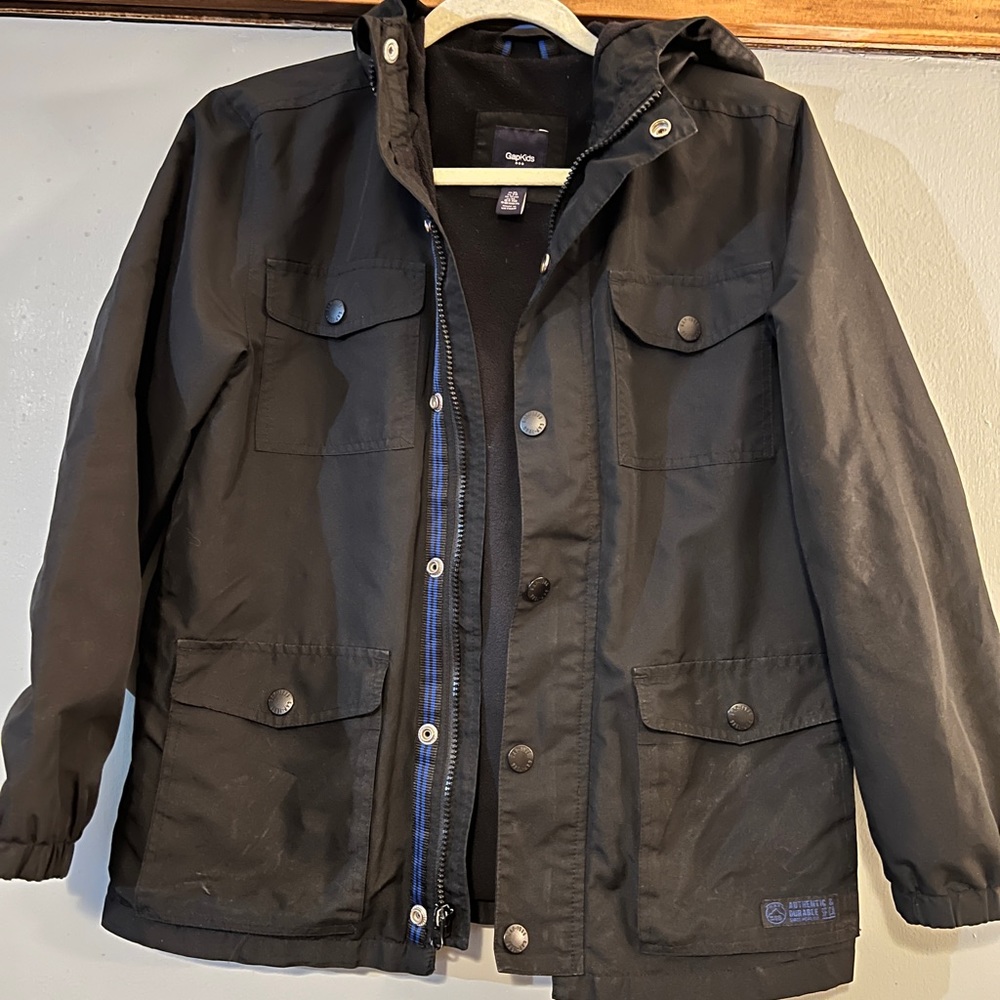 GAP KIDS Boy’s Fleece Lined Hooded Water Resistant Coat size XL